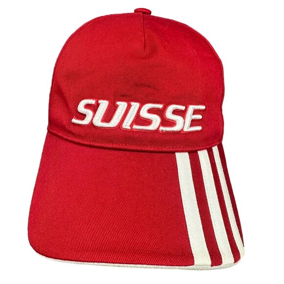 Adidas UEFA EURO 2008 Suisse Switzerland Red Baseball Cap Adjustable Hat Striped - Picture 7 of 16